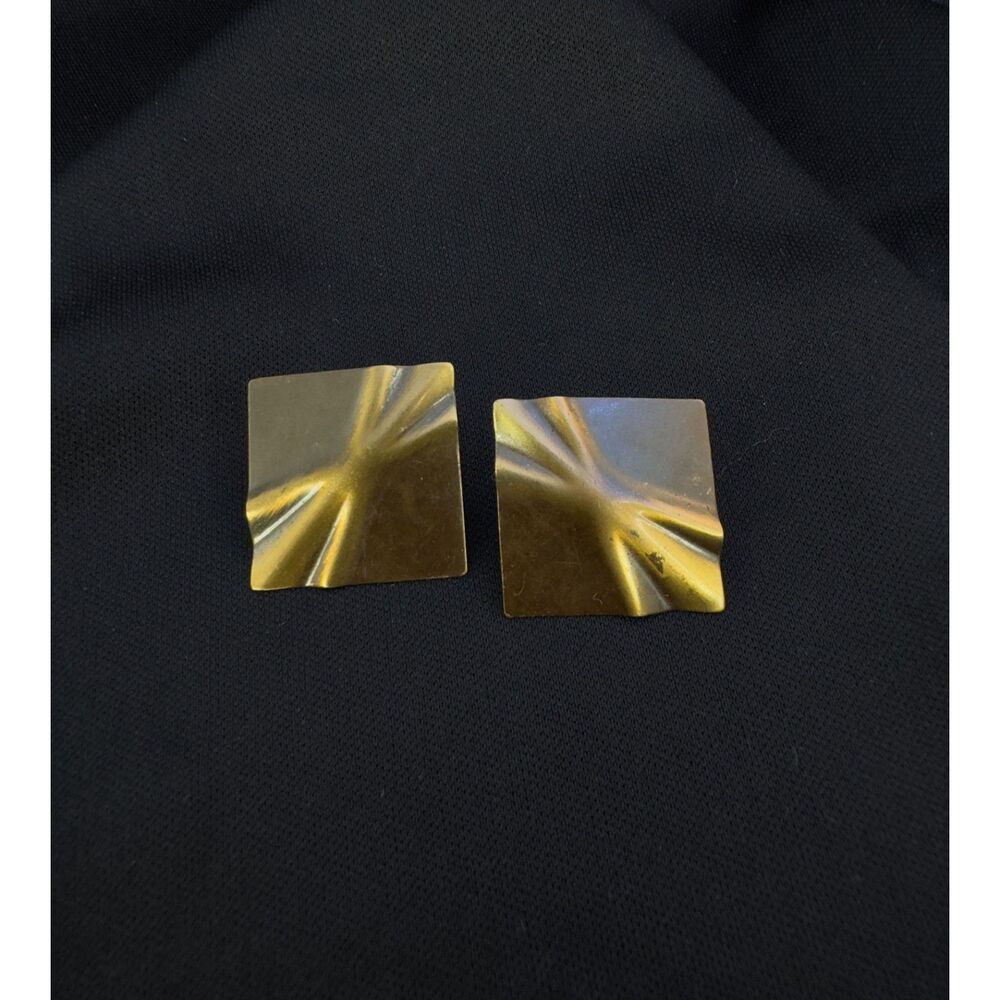 Vintage 80s Copper Textured Plate Earrings